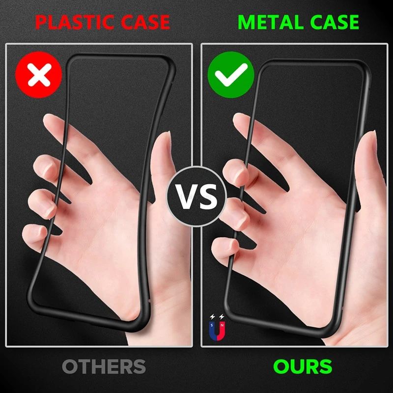 Magnetic Tempered Glass Privacy Metal Case For iphone 16 15 14 13 12 XR 11 Pro MAX X 7 8Plus 360 Magnet Antispy Protective Cover