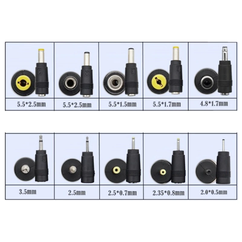 F3KE USB DC5521 แหล่งจ่ายไฟอะแดปเตอร์แจ็คแล็ปท็อปชาร์จตัวเชื่อมต่อ 13 ชิ้นปลั๊ก