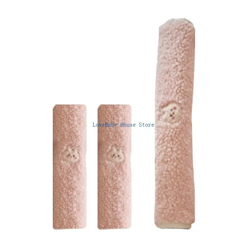 

BX0D Secure and Soft Baby Strollers Belt Cover Armrest Handlebar Protective Sleeve Shoulder Strap Guard Saliva Towel Set