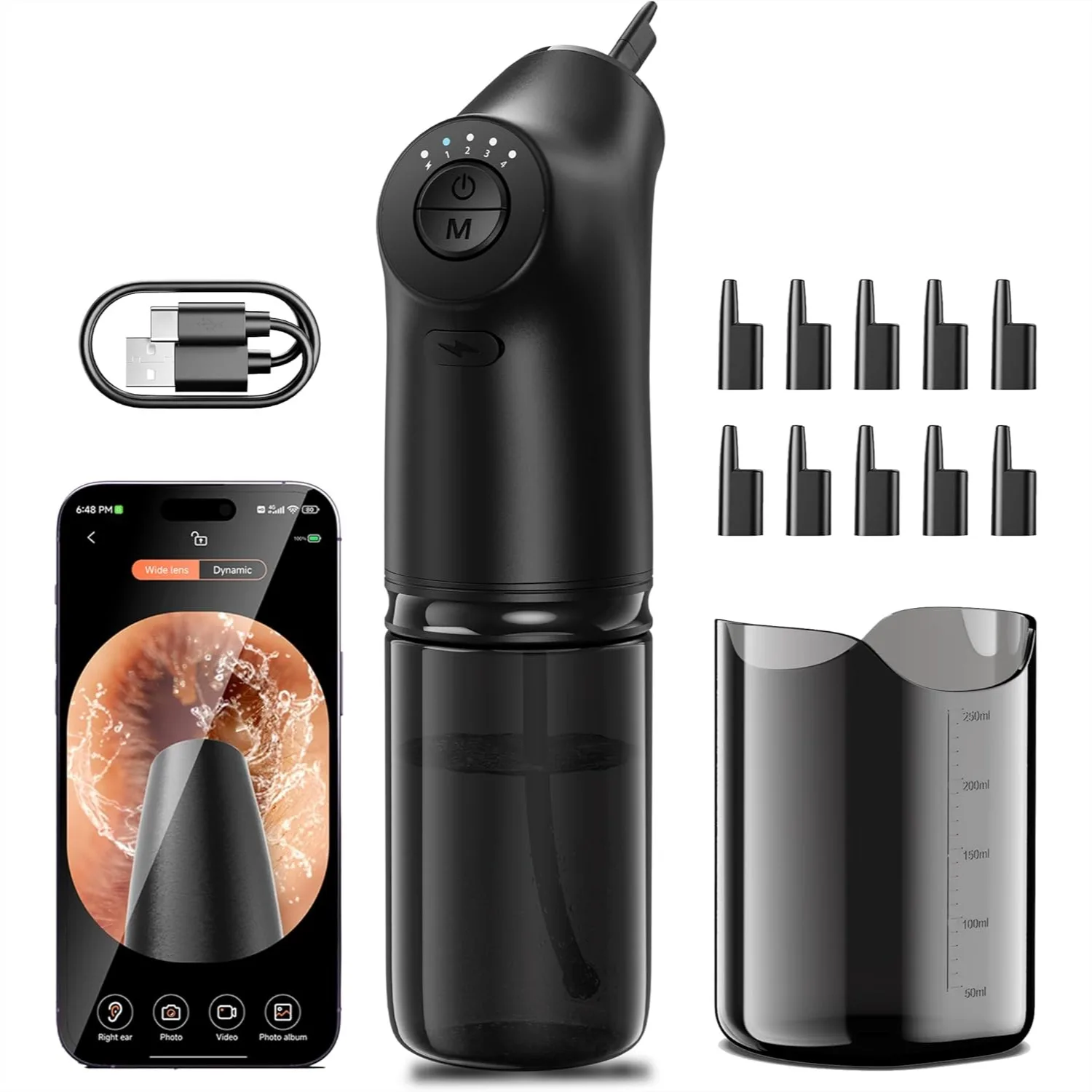 

Smart Ear Wax Removal with 1080P Camera - Electric Ear Cleaner Kit with 4 Modes, 10 Ear Tips & Irrigation for Adults