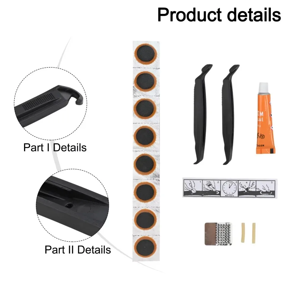 

Cycling Flat Tire Repair, Rubber Patch, Glue Lever, Free Cold Patch, Sealant, Bicycle Inner Tube Repair Tools 10 soldBike Tire
