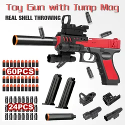 Upgrade Unstuck Shell] Toy Gun With Jumping Shell,88PCS Foam Blasters Set (1 Toy Gun + 24 Shells + 60 Bullets + 2 Bullet Clips