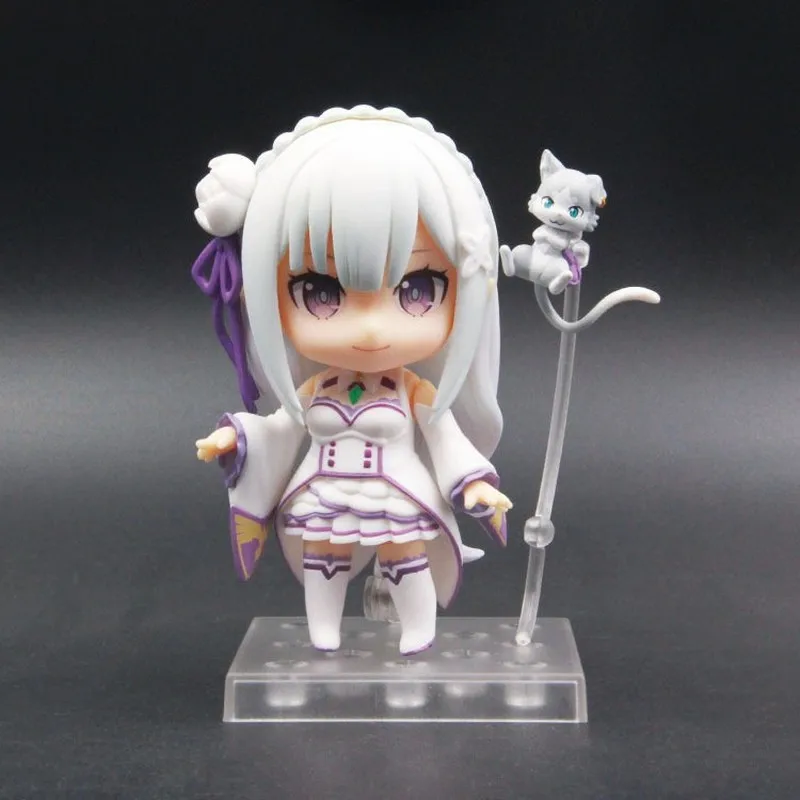 #751 Re‑Zero Emilia Cute Q‑Style Pvc Collectible Figure Anime Character Model Home Office Desktop Display Decoration Gift view 2