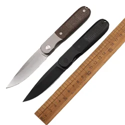 K110 Steel Ball Bearing Folding Blade Knife Titanium Alloy / Linen Non slip Handle Outdoor Camping Pocket Knives Hand Tools