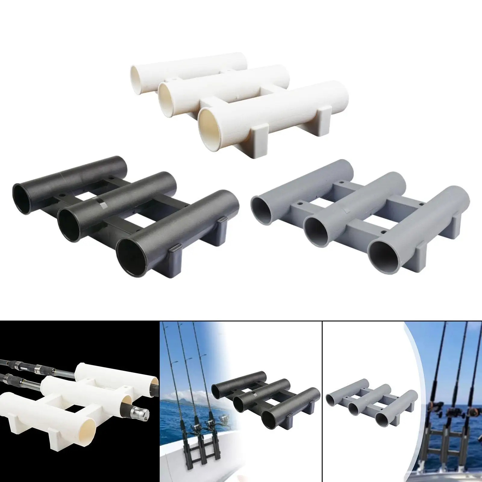 Fishing Rod Holder Vertical with 4 Screws Bracket Tube 3 Rod Rack Angling Rod Support for Kayak Bike Pontoon Yacht Marine Boat