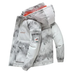 90% piumino d'anatra bianco inverno nuovi uomini piumino di alta qualità spesso caldo con cappuccio addensato Parka cappotto Casual tasche soprabito giacca