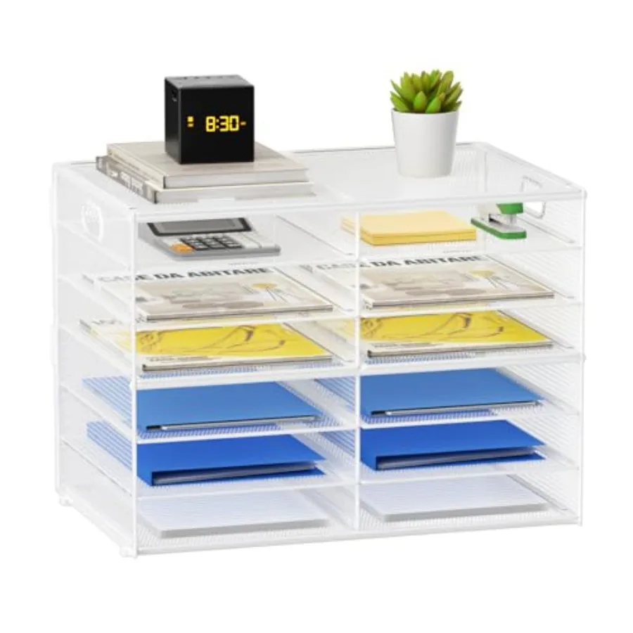 

Настольный органайзер для документов с 12 отделениями, сетчатый лоток для бумаг, почтовый ящик с ручкой для офиса