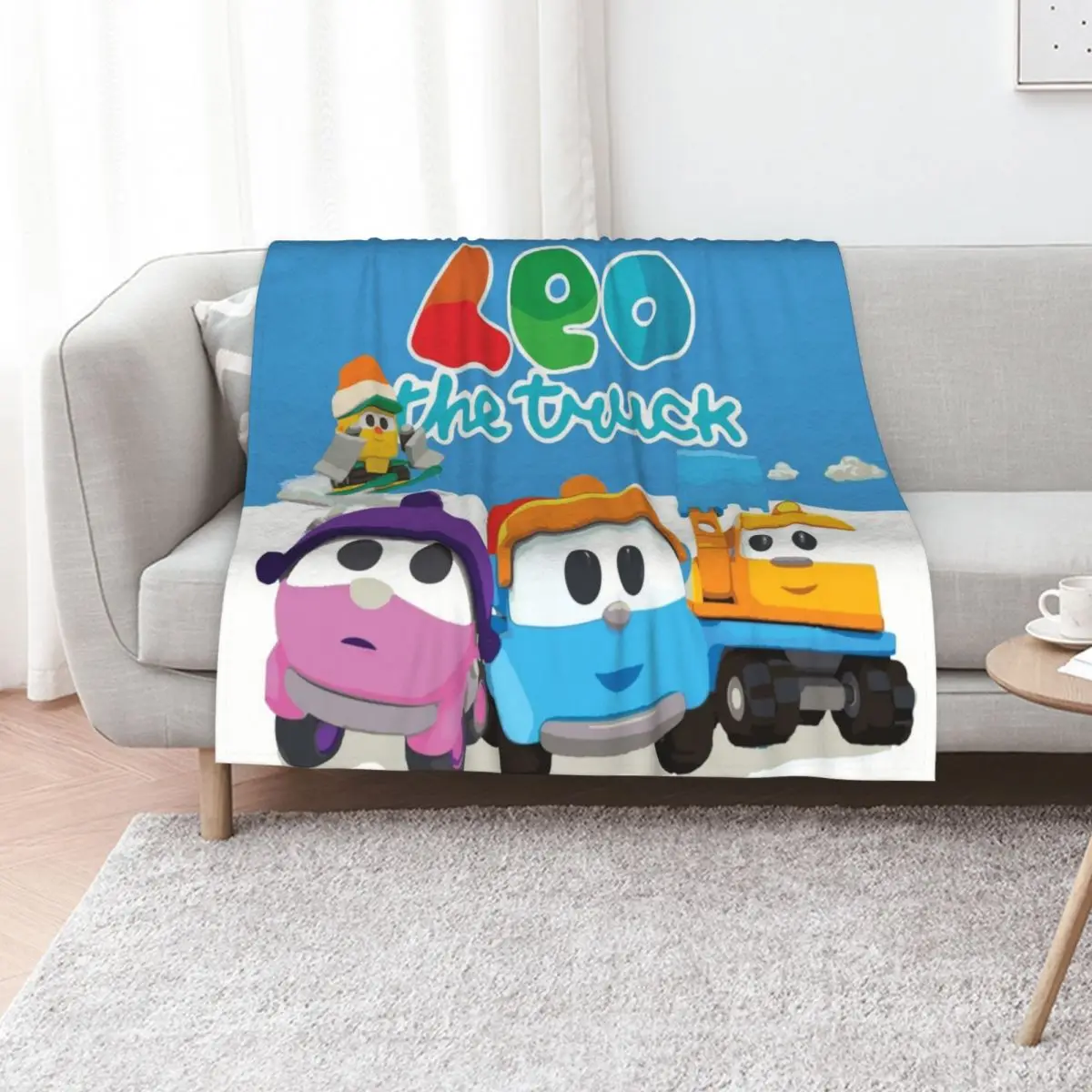 LEOthe truck, lift, scoop, and leah winter fun holiday Throw Blanket For Decorative Sofa blankets and throws Sofa anime Blankets