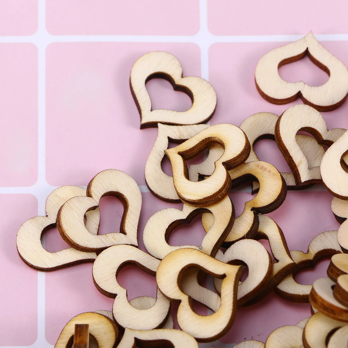 100 قطعة أزرار خشبية مجوفة على شكل قلب ناعمة على كلا الجانبين لسكرابوكينغ الزفاف Crafts بها بنفسك الحرف الزينة العلامات الزينة #4