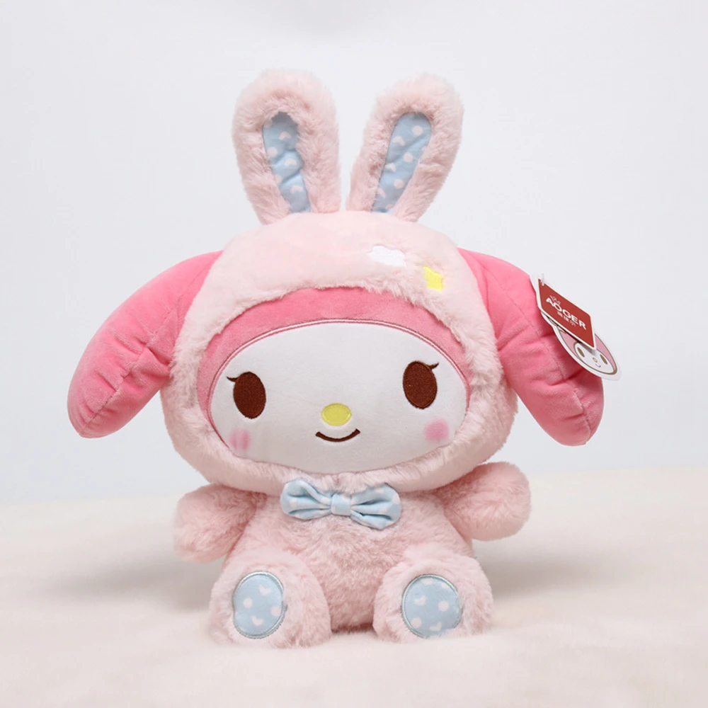 38cm Sanrio Hello Kitty Large Plush Doll Cute Rabbit Melody Doll Toy Cartoon Cinnamon Dog Bedroom Ornament Decoration Girl Gift