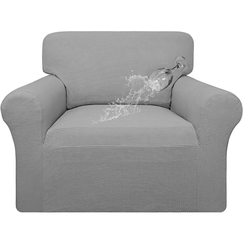 

MOSHOU 100% Waterproof Oversized Chair Couch Cover, Dual Waterproof Sofa Cover, Stretch Jacquard Sofa Slipcover, Gray