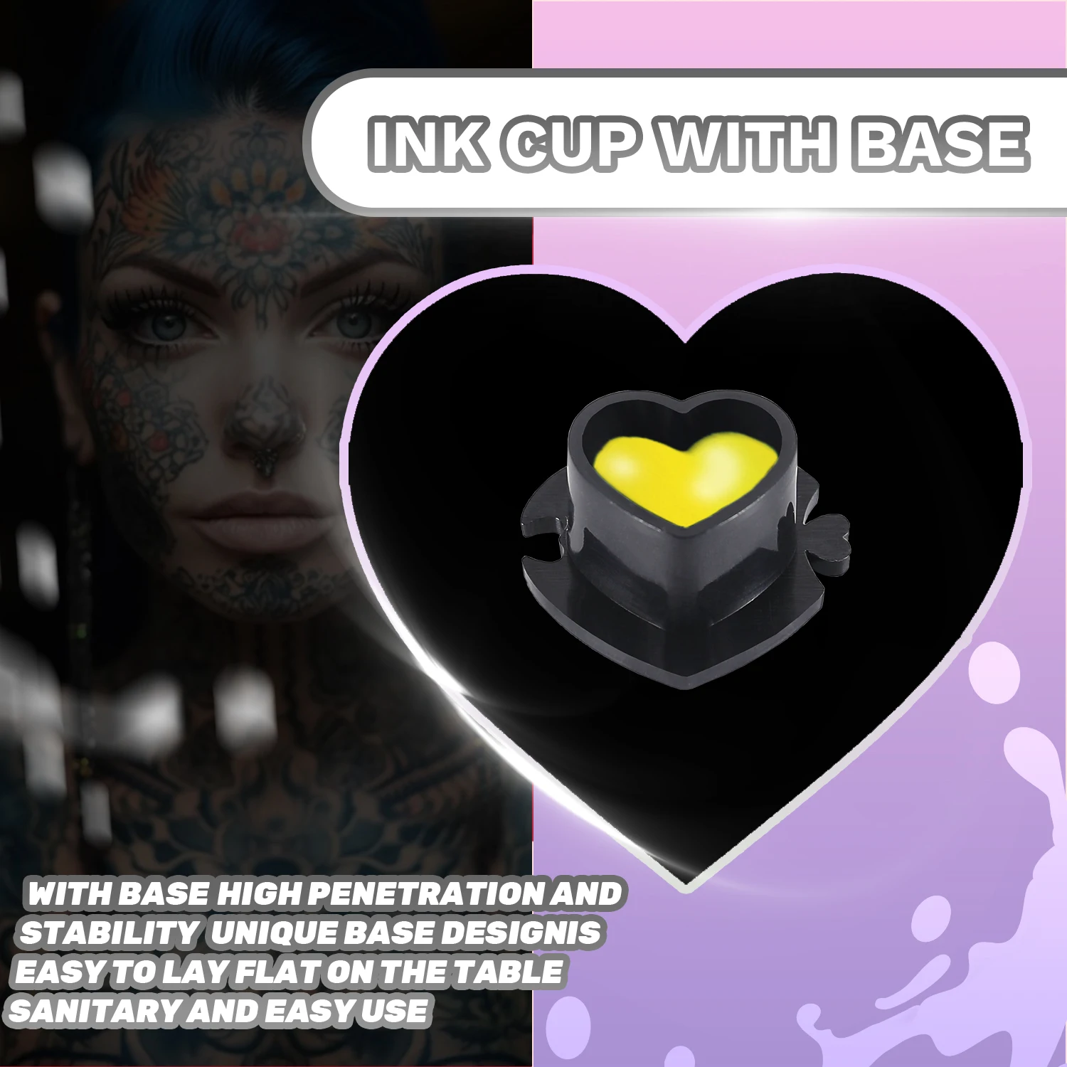200/100/50 قطعة شكل قلب الوشم الحبر كوب متعدد الألوان المتاح الإبداعية تجميل دائم الصباغ حامل غطاء الحاويات #2