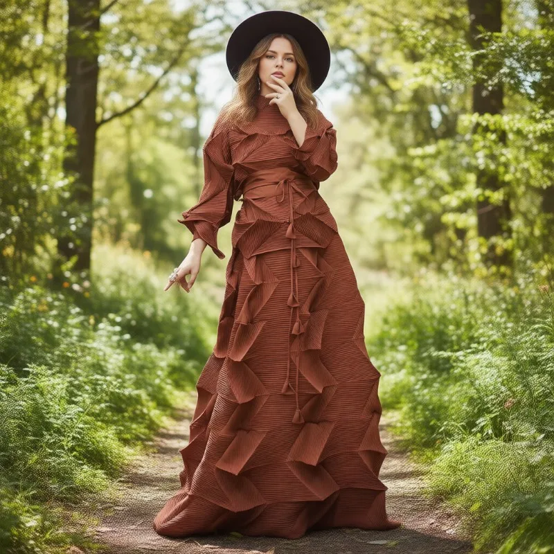 Miyake Diamant Plissee Set Frauen 2026 Frühling Herbst Neue Top Mode Einfache Stretch Bund Halb Rock 2 Stück Stretch Kleidung