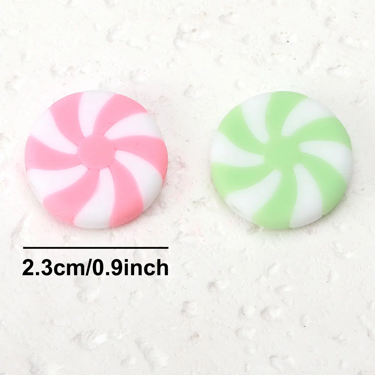 20 stücke 2,3 cm Zufällige Farbe Mix Bunte Windrad Form Lollipop Muster Acryl Perlen Kreative Stift Für Schmuck Machen charme DIY – Detail 3