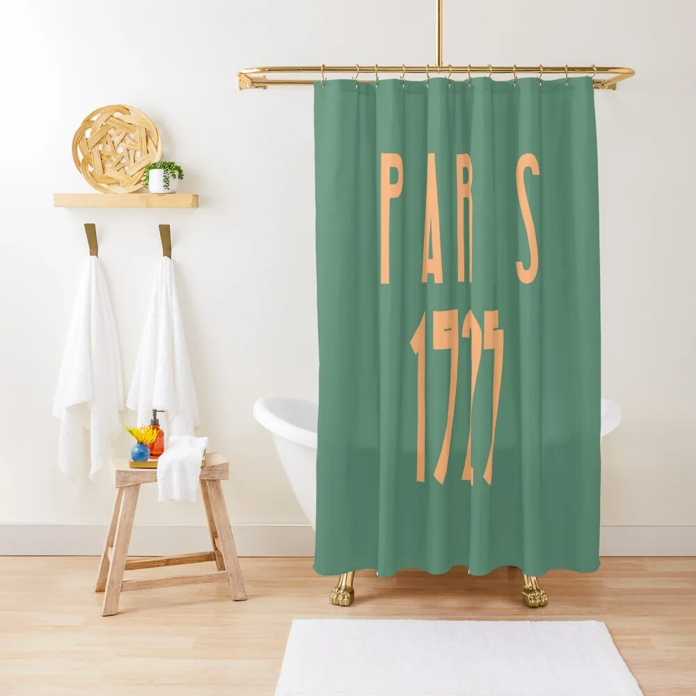 

Paris 1925. A tribute to the Art Deco Exhibition. In Deco Font and Colours: Green and Gold. Great for the Art His Shower Curtain