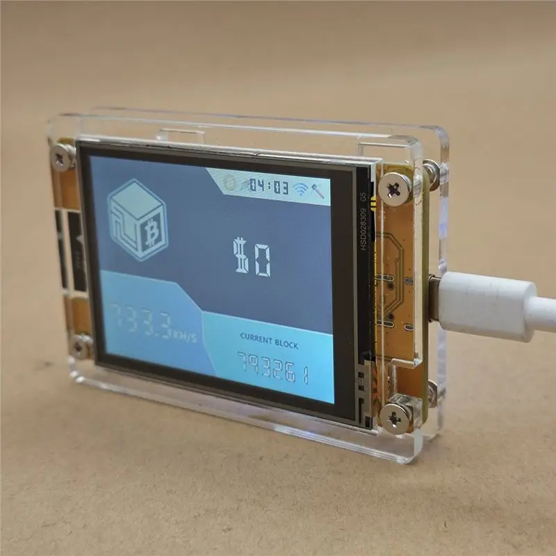 A41Z-2026 2.8-Inch Nerdminer+ Holder Mining 730KH/S BTC Solo Lottery Nerdminer+ Crypto Bitcoinminer Solo Machine