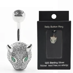 925 sterling silver belly button ring fashion leopard style CZ navel piercing body jewelry