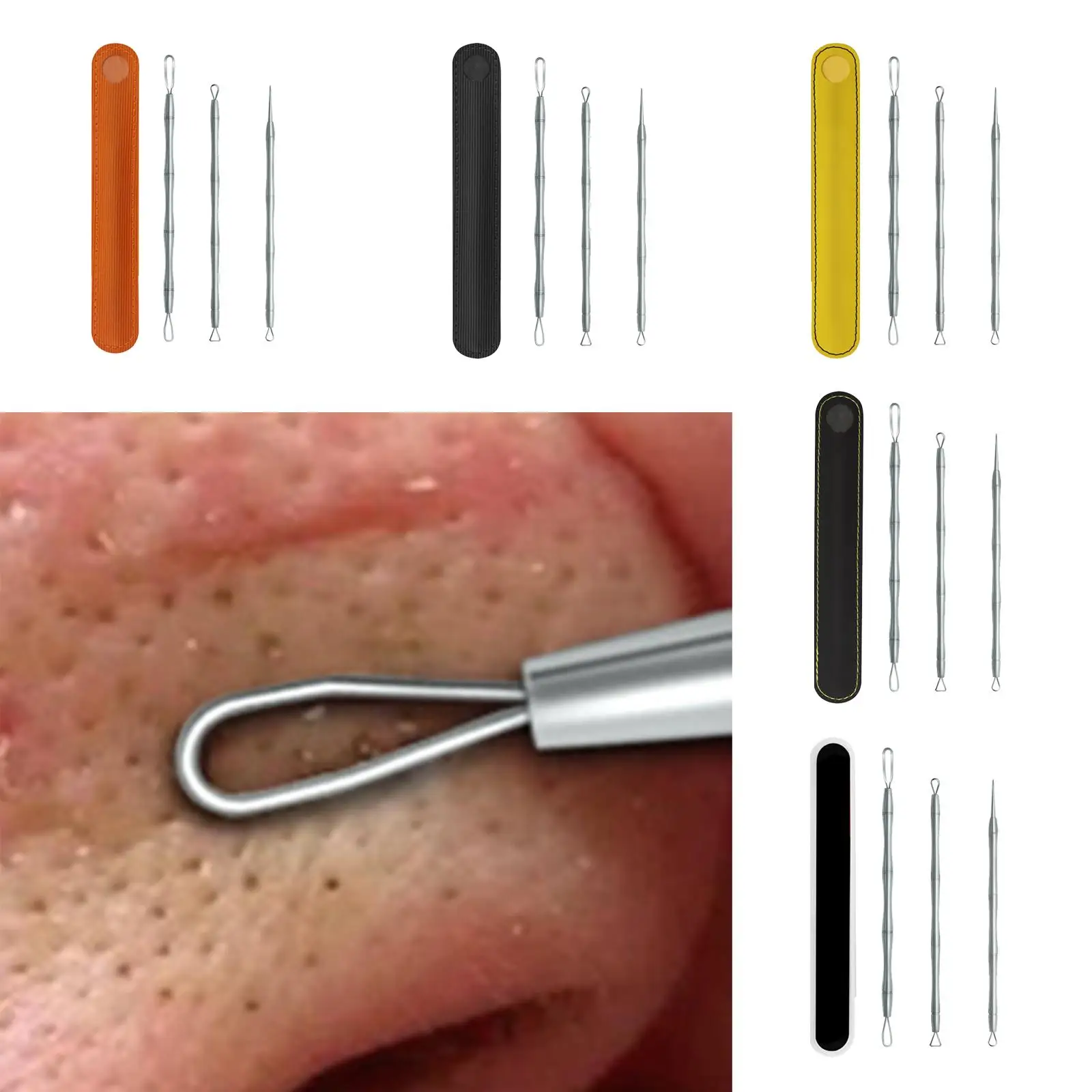 

3pcs Stainless Steel Blackhead Remover Blackhead Tool Kit Comedone Extractor Acne Removing Tool Pimple Blackhead Forehead Nose