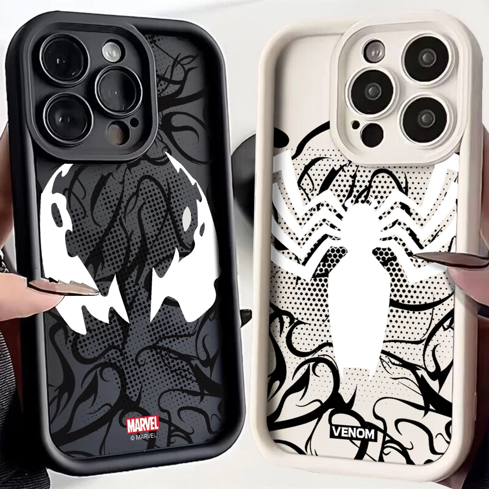 Marvel Spider-Man Venom Phone Case for Huawei P20 P30 P40 P50 Mate 30 40 Pro Nova 7 9 10 SE Soft TPU Back Cover With Hand Strap