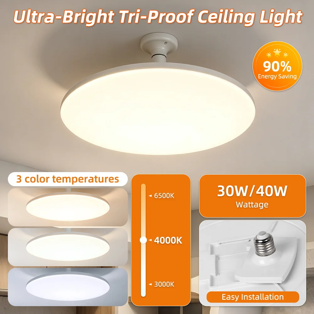 Modern LED Ceiling Light E27 Round Ceiling Lamp Dustproof Mosquito Proof Ceiling Lamp For Living Room Bedroom Kitchen Decoration