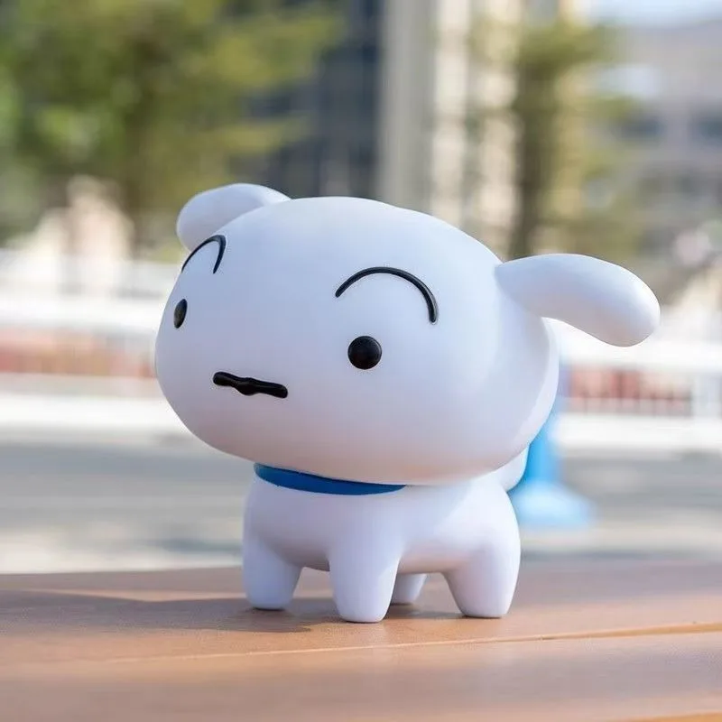 Miniso crayon shinchan anime figura brinquedo bonito cão branco mesa decoração modelo boneca colecionável personagem dos desenhos animados animal de estimação temático item