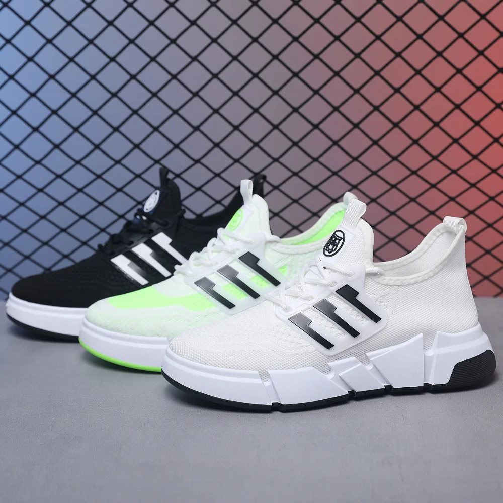 2023 Spring New Large Size Fly Woven Mesh Breathable Casual Men's Shoes Lightweight Platform Running Sports Men's Shoes