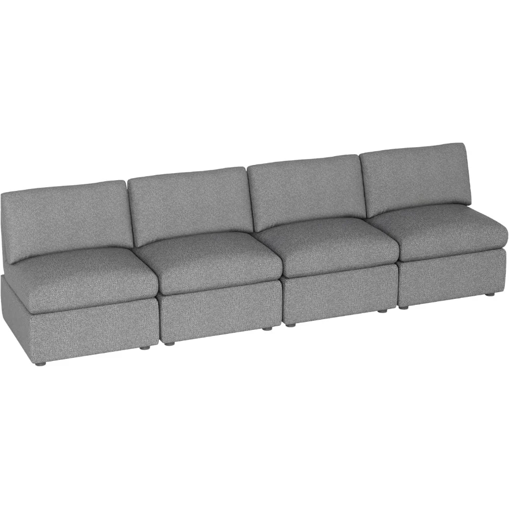 

Single Sofa Couch Convertible Sofa Modular Single Sectional Sofa Couch for Living Room Bedroom Office (Gray, 4 Seat)