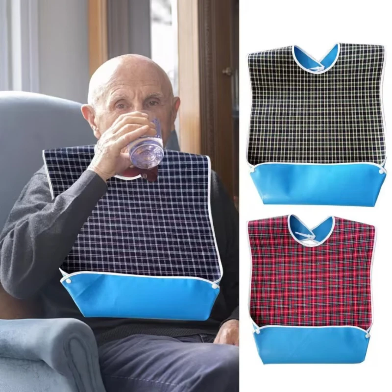 Adult Waterproof Adult Mealtime Bib Cloth Protector Clothes Bib Cook Protector Tool Aid Cook Dining Clothes Disability Aid Apron