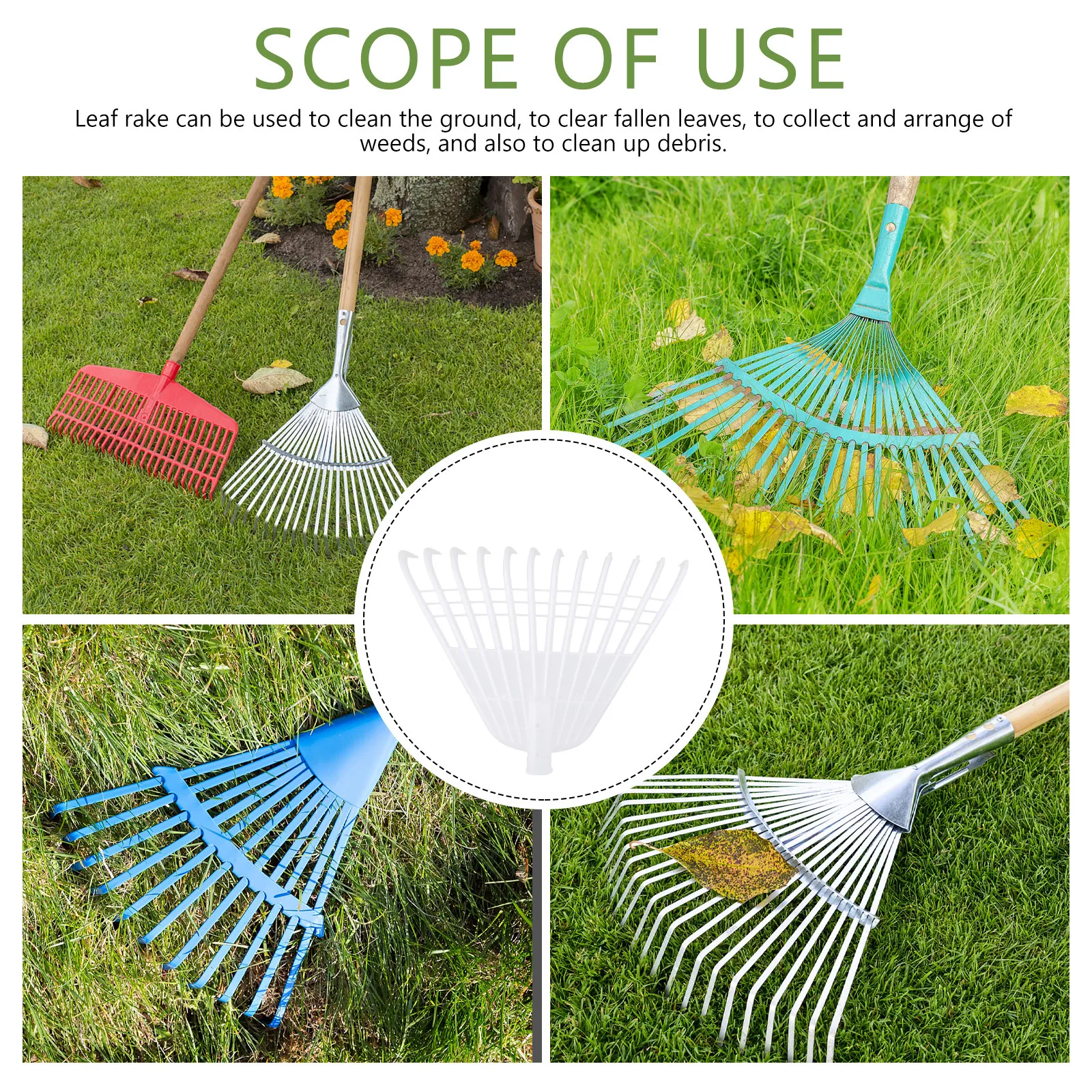2Pcs Ergonomic Plastic Leaf Rake for Lawns Gardens Yard Cleanup Pine Needles Grass Debris Weeding Soil Loosening Garden Rakes