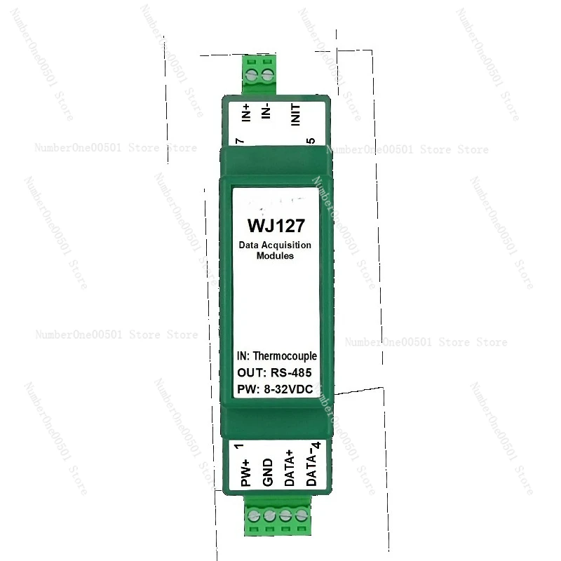 WJ127 Thermocouple Temperature Signal to RS485 Modbus Data Acquisition Module K Type Thermocouple