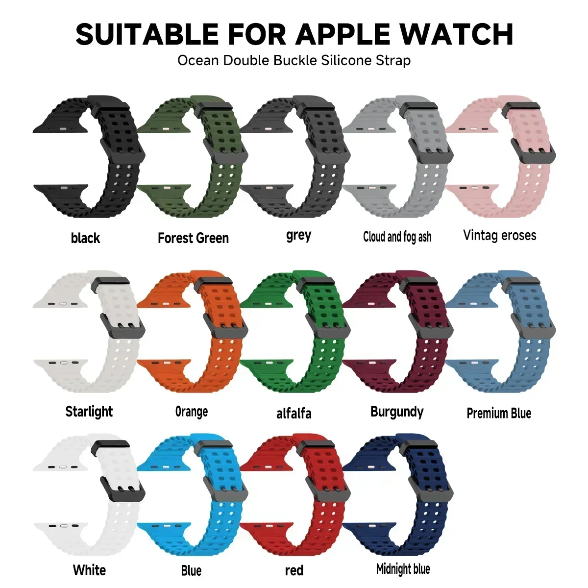 Silicone Strap for Apple Watch Ultra 2 49mm 46 45 44 42mm 38mm 41mm 40mm Sport Band for IWatch Series 9 8 7 6 SE 5 4 3 2 Correa image 2
