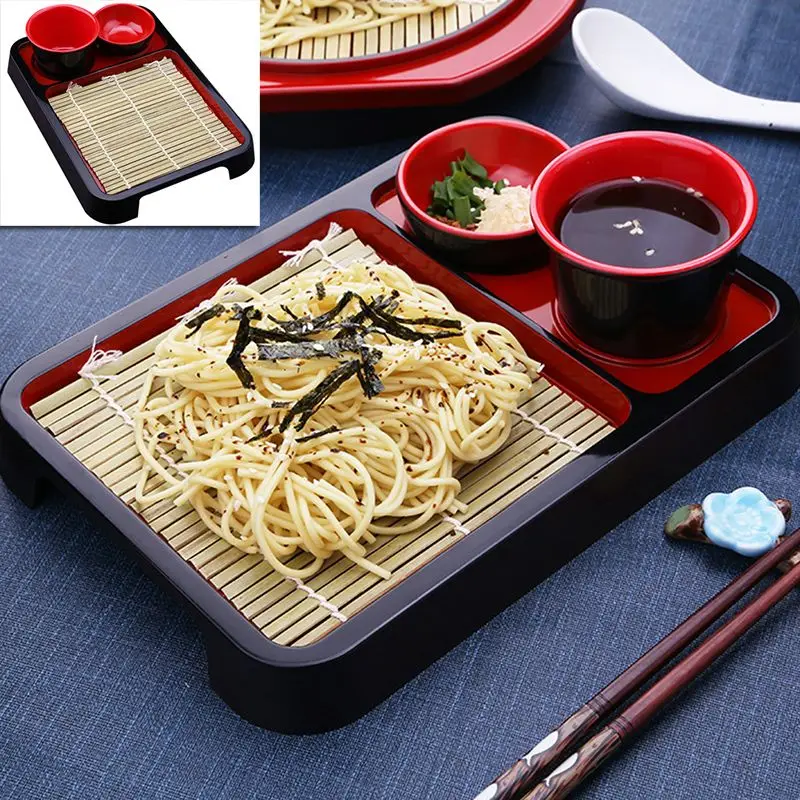 

Cold Noodle Plate Japanese Noodles Dish Buckwheat Noodles Cold Plate Tray Dipping Cup Serving Plates Kit Japanese Dish Bamboo