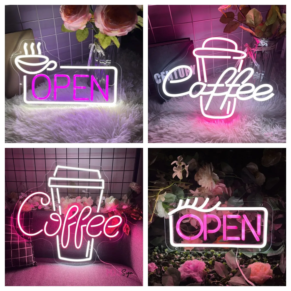 Open LED Neon Sign Beer Drinking Coffee Signs Neon Lights USB Room Wall Decor Cafe Bar Store Commercial neon Lights Sign