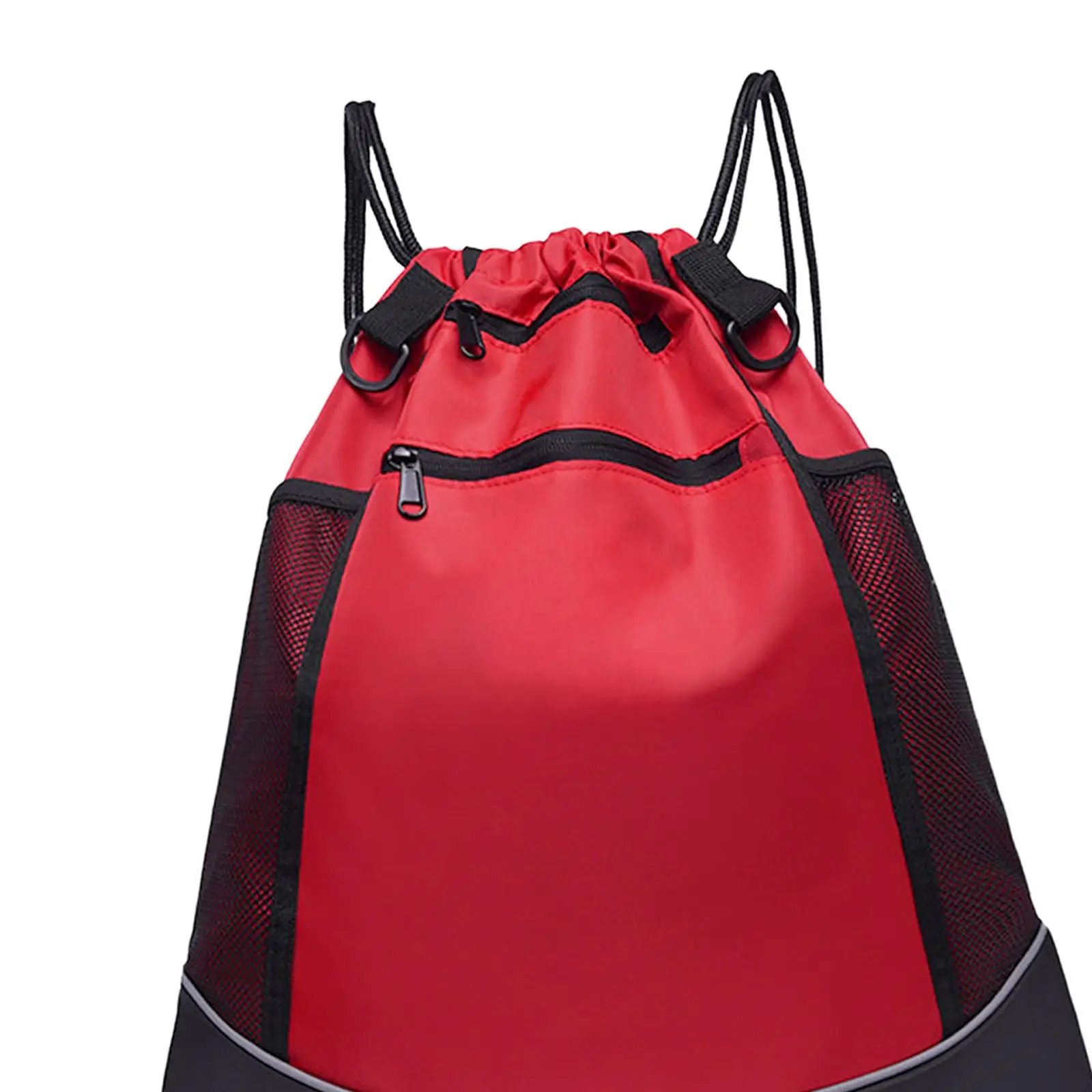 Basketball Case Backpack Waterproof Nylon Drawstring Bag with Hidden Pocket for Phone Wallet and Mesh Holder for Outdoor