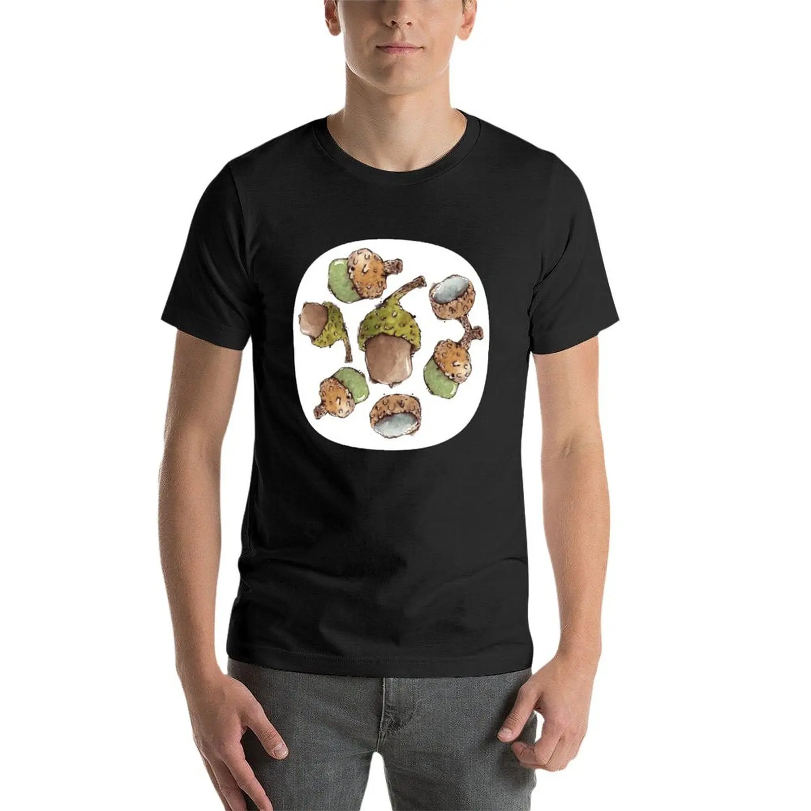 Watercolor Acorns T-Shirt cute tops graphics sublime plus size tops mens clothing image 4