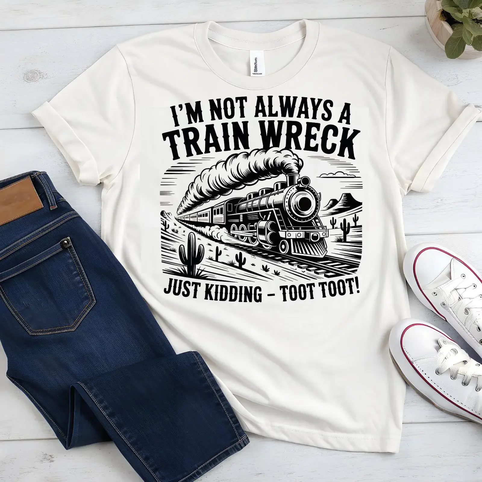 Funny Train Wreck SVG Sarcastic Cricut Design Digital Download vintage Washed Breathable Slightly Stretched fashion streetwear