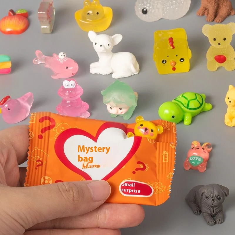 

60pcs Cute Mini Independent Packaging Blind Bag Cartoon Fruit Surprise Blind Box Animal Ornaments Style Random Animal Model Toy
