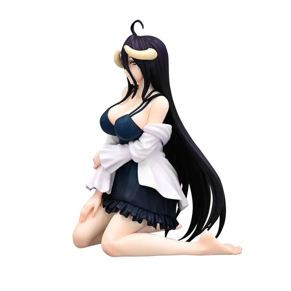 12cm Overlord Albedo Anime Loungewear Figure Kneeling Instant Noodles Pressing Anime Model Toy Gift Collection Decorative PVC