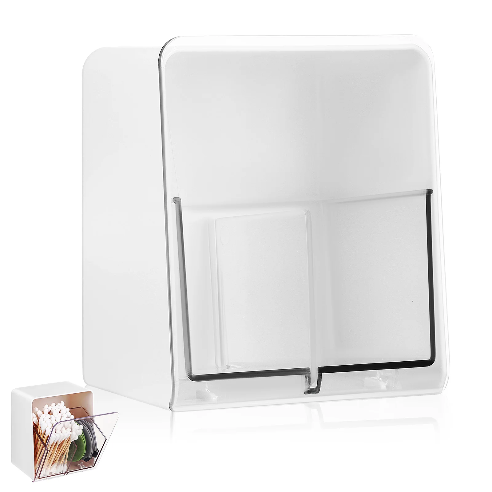 

Cotton Swab Box White Plastic Long Lasting Storage Bathroom Desktop Double Compartments HOLDER Large Capacity Independent ganize
