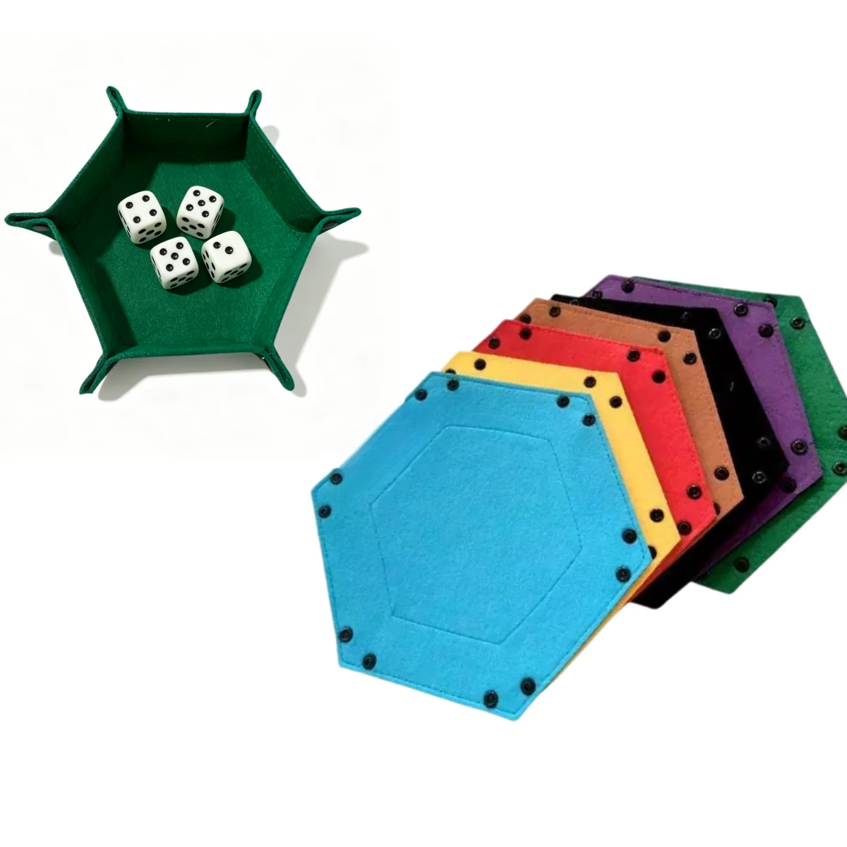 Hexagonal felt dice tray foldable storage box game tray desktop storage box jewelry tray