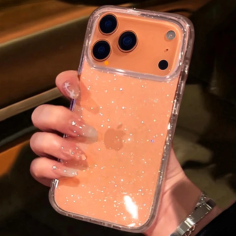 Luxury Soft Silicone Glitter Transparent Phone Case for iPhone 11 12 13 14 15 16 17 Pro Max Plus Air