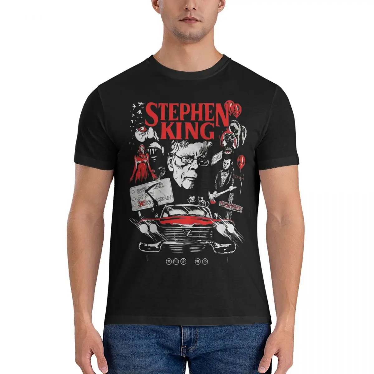 The King T-Shirts Men Women Stephen King Horror Characters Amazing Pure Cotton Tees Short Sleeve T Shirts Birthday Gift Tops