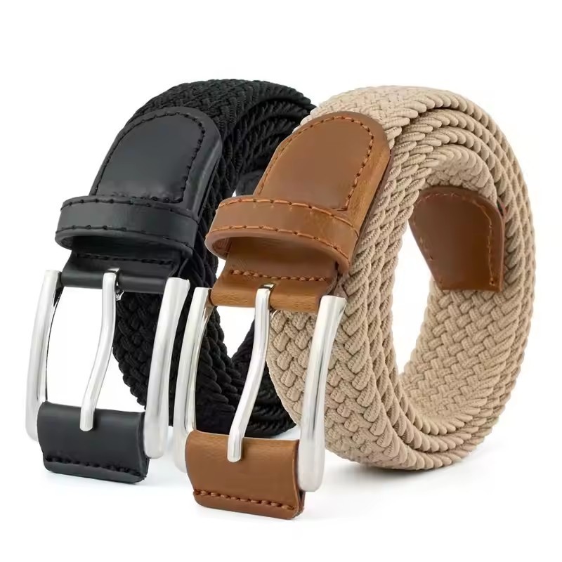 1Pcs New Luxury Men's Elastic Woven Belt Casual Sports Canvas Golf Belt Adjustable Waistband,For Men Women,For Jeans Pants Dress