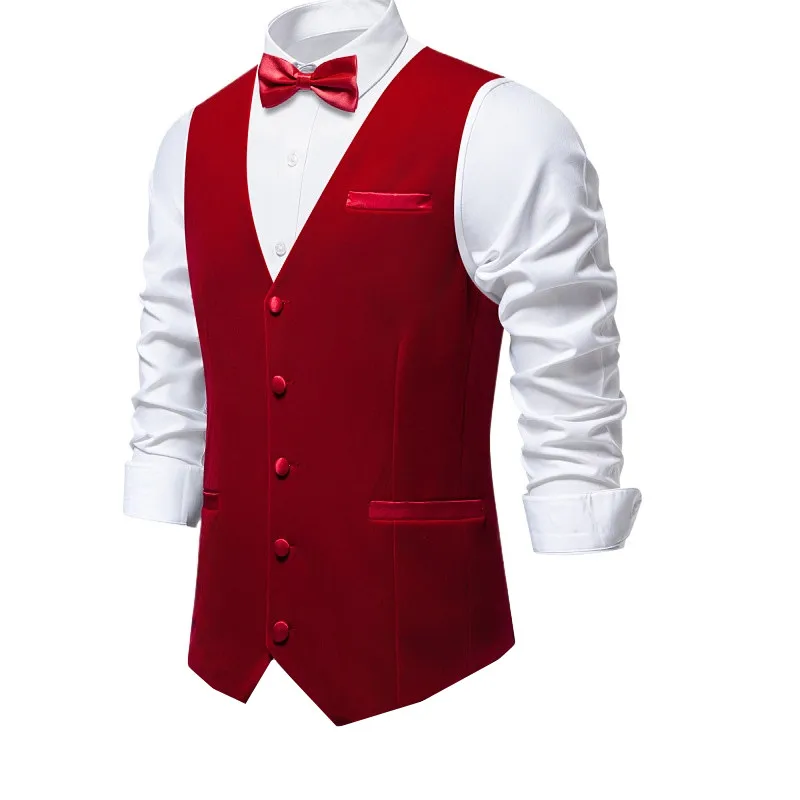 

2026 Men's Green Sleeveless Suit Vest, Blue Single-Breasted V-Neck Vest, Wedding/Party/Stage Performance Top Waistcoat.