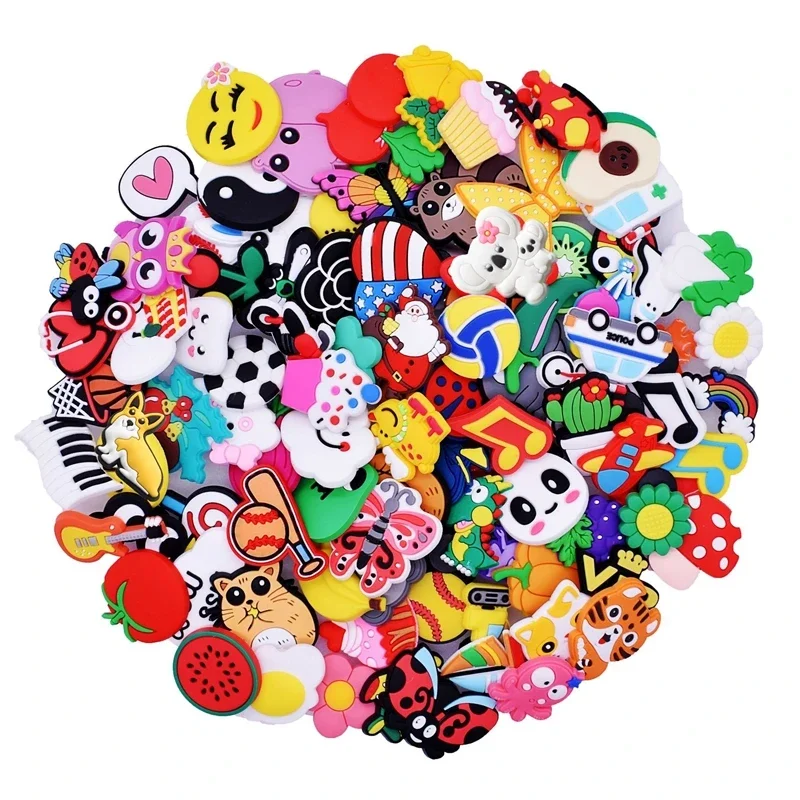 

Bulk Sale 10-900 Random PVC Shoes Charms for Crocs Accessorie DIY Badge Women Clogs Buckle Kids Pins Decoration Jeans X-mas Gift