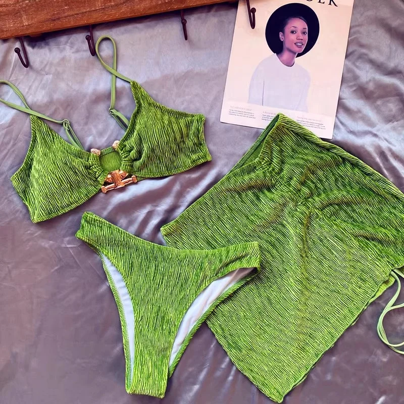 

Комплект из двух предметов: бархатное бикини и топ, белый, сексуальный раздельный купальник для отдыха на горячих источниках