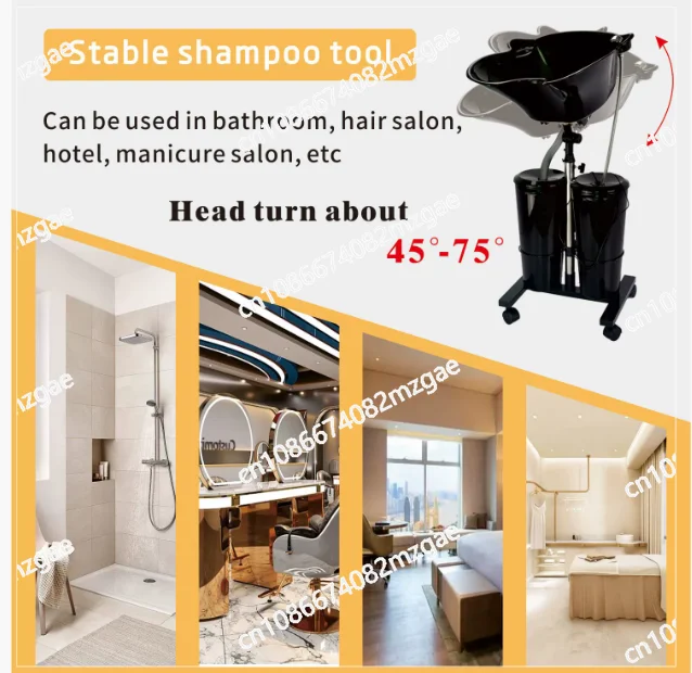 Sitting salon basin, double bucket, mobile hair wash basin, household minimalist flushing basin