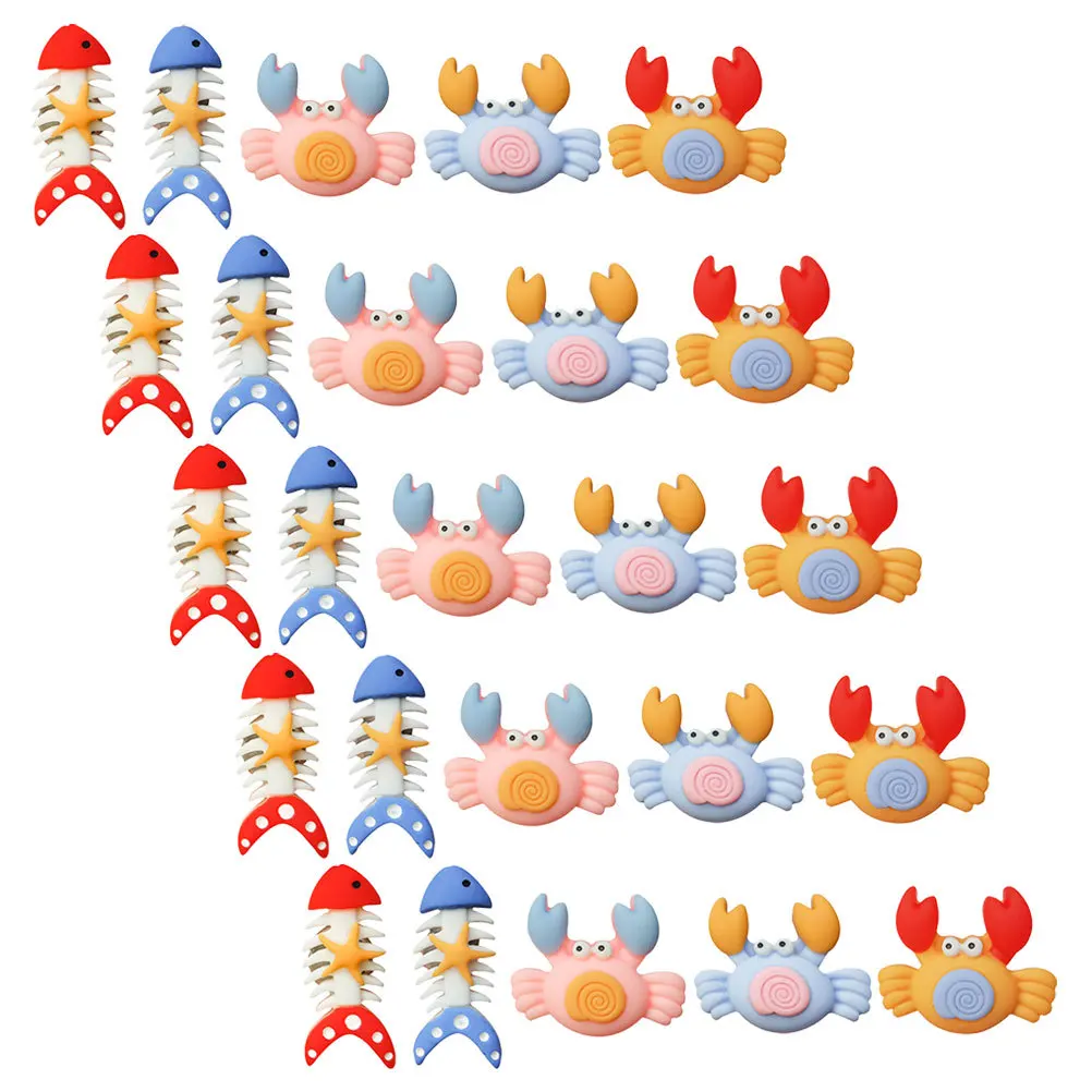 25 قطعة المحيط كراب الراتنج دبابيس الضغط عظم السمك شكل مسامير الإبهام الزخرفية لخريطة لوحة الإعلانات صور جدار مكتب المنزل المدرسة
