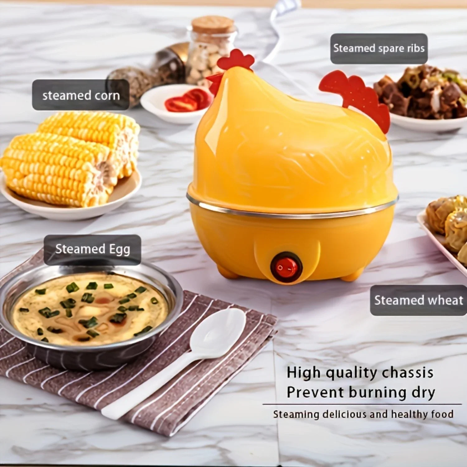 Egg Cooker and Steamer - Cooks Perfect Eggs Every Time, Automatic Shut-Off, Multi-Functional Kitchen Appliance