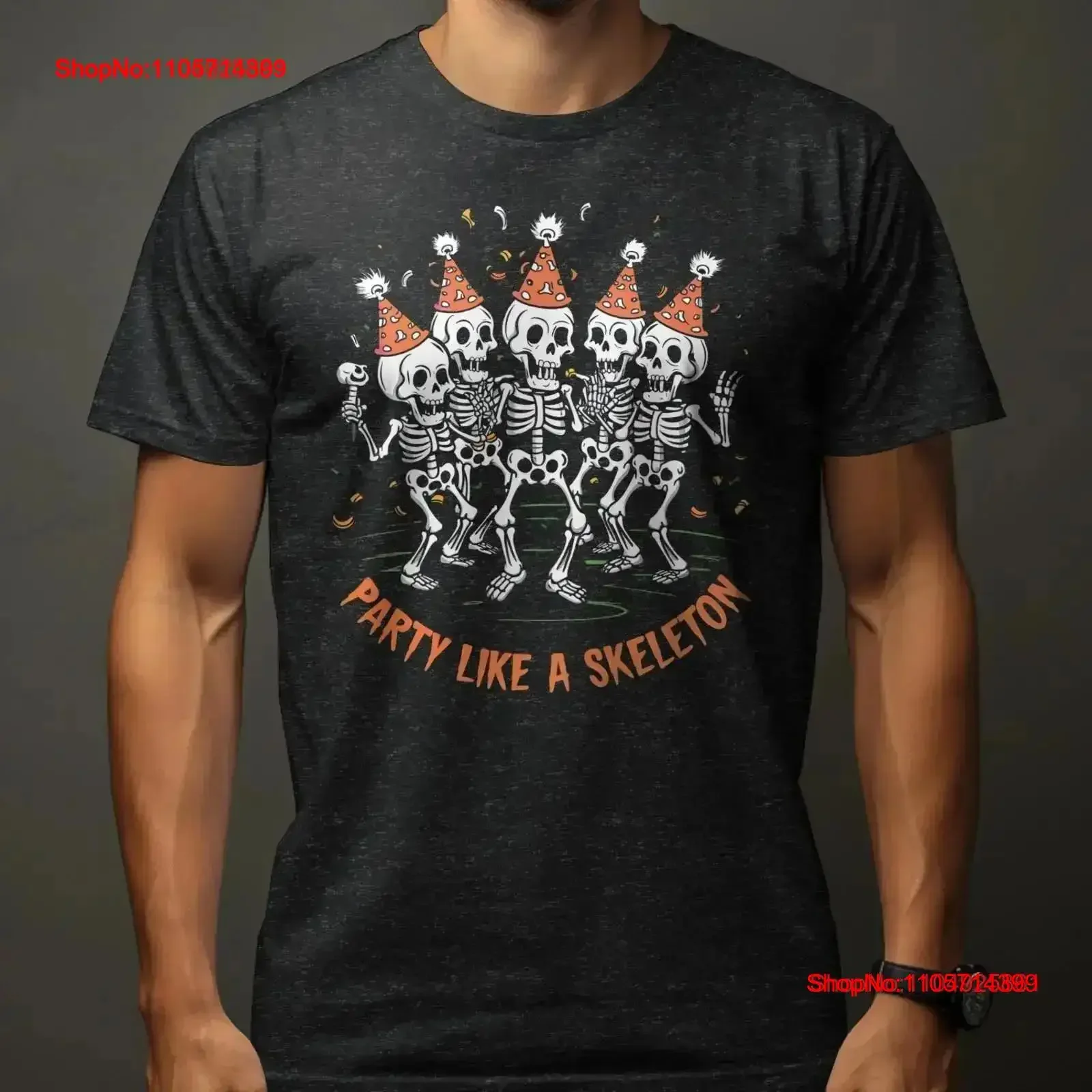 Party Like a Skeleton Halloween T Shirt Funny Dance Spooky vintage Washed Casual Soft Stylish Versatile vintage Washed fashion